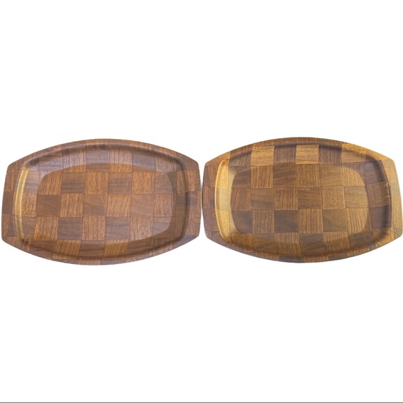 Weavewood Other - Weavewood Hand Woven Genuine Walnut Plates (2) USA & One Large Tray